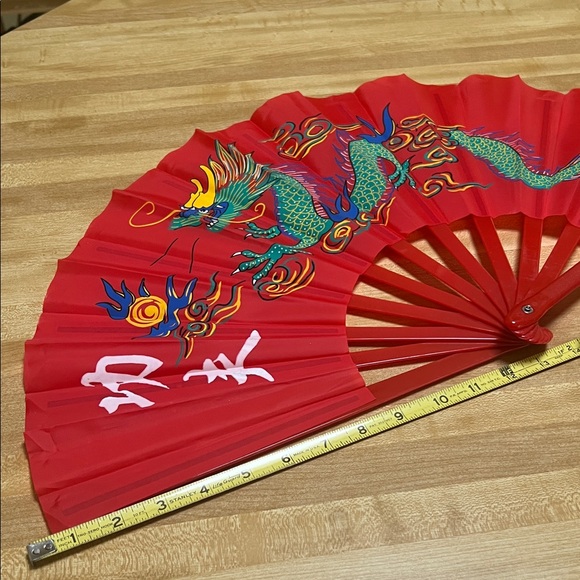 (0383) Kung Fu Red Fan with Dragon Design - Picture 4 of 6